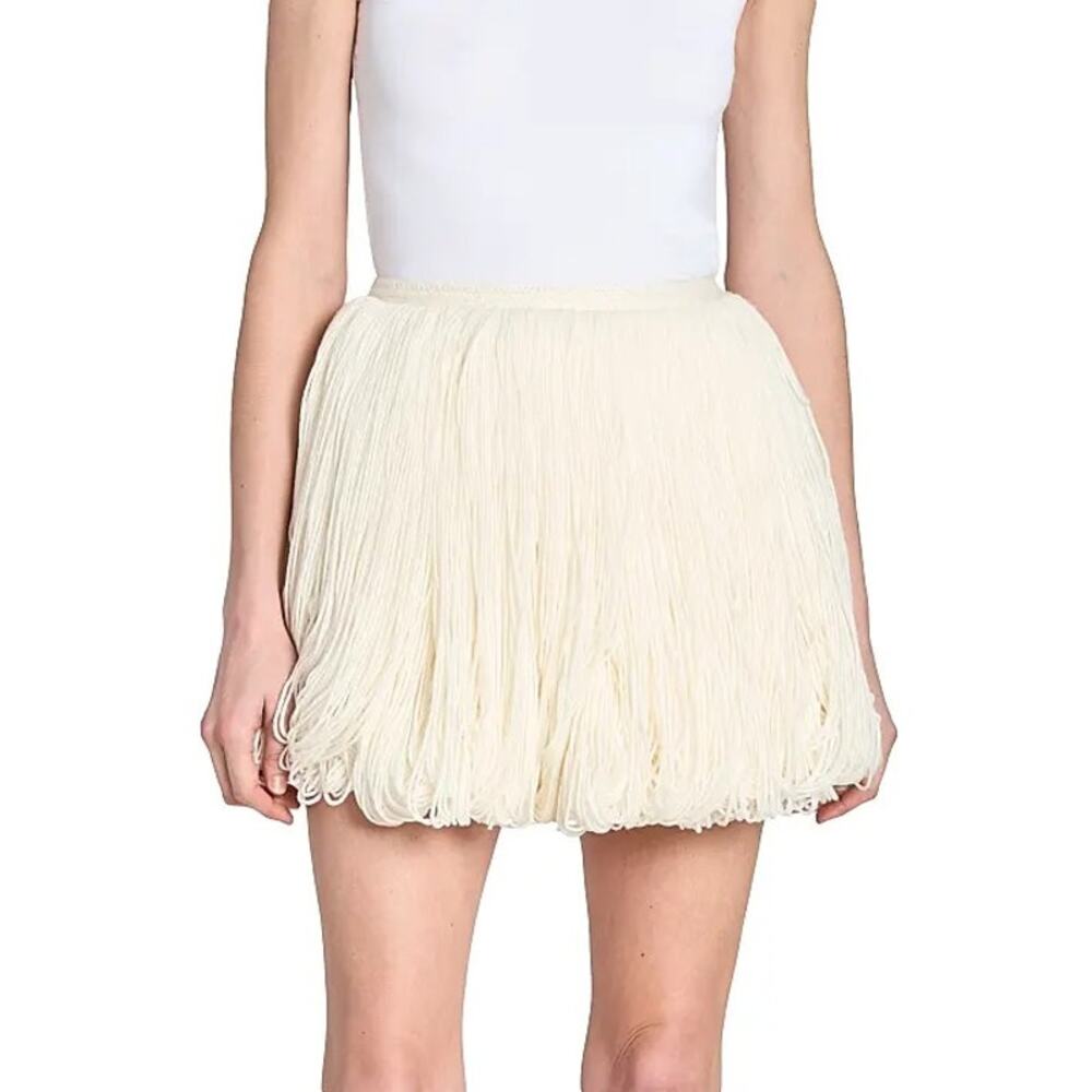 Alaia Fringes Wool Mini Skirt Blanc Casse - 6